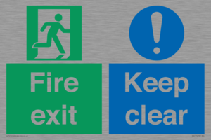 Fire exit Keep clear dual sign